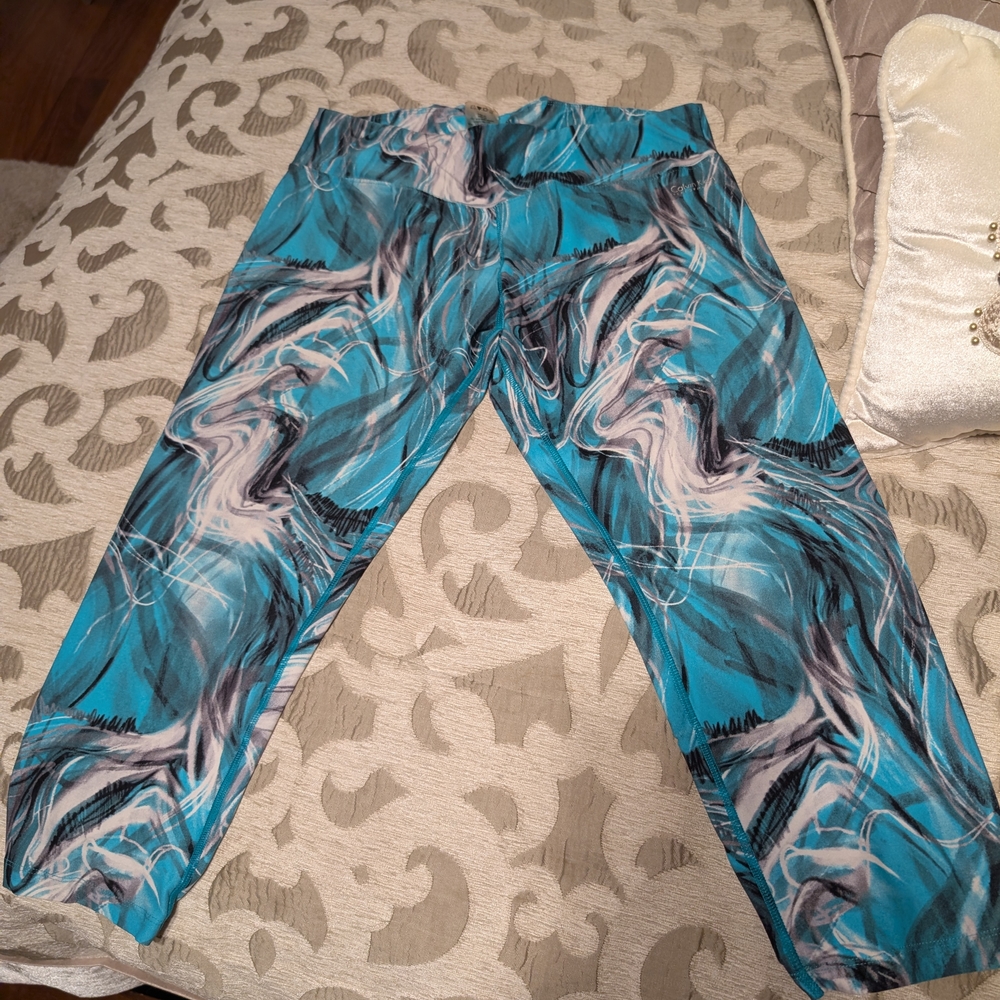 Blue and White Abstract Print Leggings